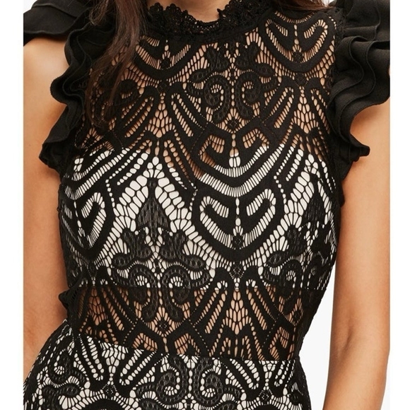 Missguided Black Lace Overlay High Neck Midi Cocktail Dress - Picture 2 of 7